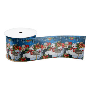 En Satin Ruban de Noël, joyeux bonhomme de neige de Noël