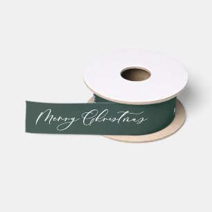 En Satin ruban de Noël personnalisé élégant vert écriture r