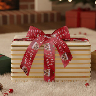 En Satin Ruban de Noël rouge Merry Slothmas Santa Sloth