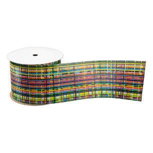 En Satin ruban de plaid d'arc-en-ciel