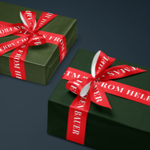 En Satin Ruban de texte simple Rouge Cerise Joyeux Noël Cad
