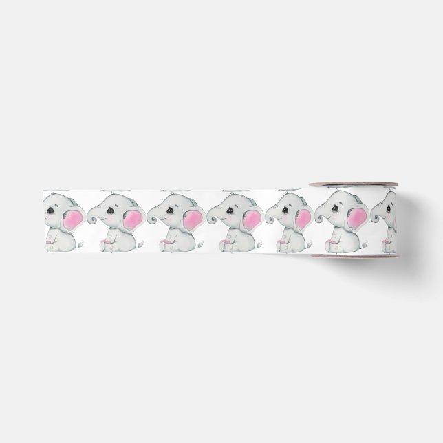 En Satin Ruban d'éléphant rose pour la douche d'anniversair (Devant)