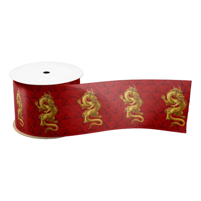 En Satin Ruban d'enveloppement de dragon d'or chinois (Bobine)