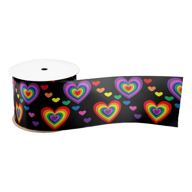 En Satin Ruban des coeurs arc-en-ciel (Bobine)