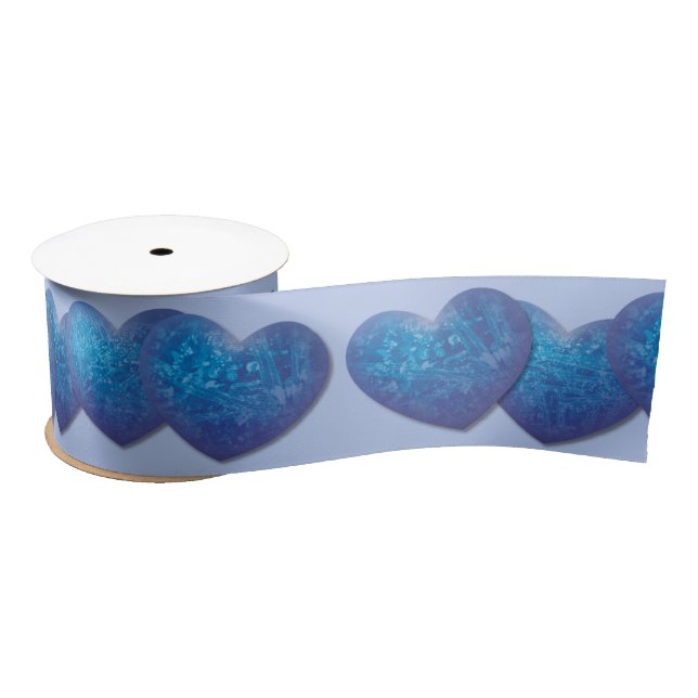 En Satin Ruban des coeurs bleus d'Icy (Bobine)
