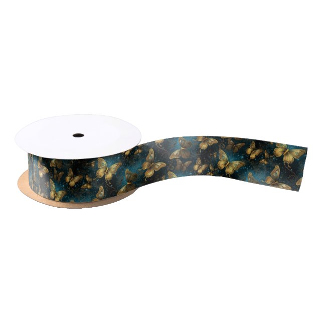 En Satin Ruban des papillons d'or (Bobine)