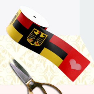 En Satin Ruban Drapeau Allemand, Aigle, Coeur, Allemagne