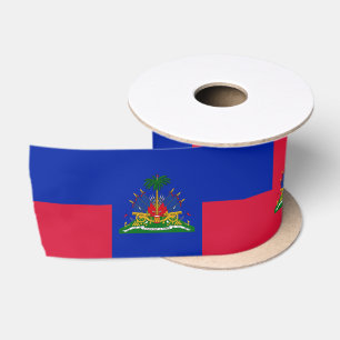 En Satin Ruban Drapeau Haïtien, Emblème, Coeur, Haïti
