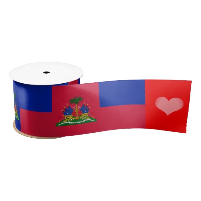 En Satin Ruban Drapeau Haïtien, Emblème, Coeur, Haïti (Bobine)
