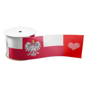 En Satin Ruban Drapeau Polonais, Aigle, Coeur, Pologne