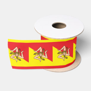 En Satin ruban drapeau sicilien, patriotes de Sicile /sport