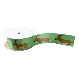 En Satin Ruban drôle de Noël de chien de teckel