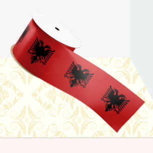 En Satin Ruban du drapeau albanais, patriotes albanais/spor