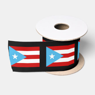 En Satin Ruban du drapeau de Porto Rico Noir – Bleu clair B
