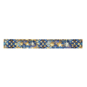 En Satin Ruban Elegant Blue and Gold Stars