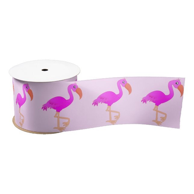 En Satin Ruban Flamants roses roses (Bobine)