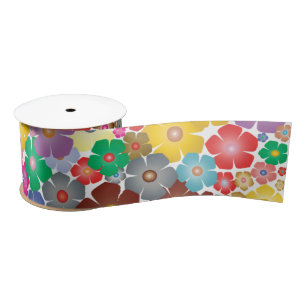 En Satin ruban fleur arc-en-ciel fleurit