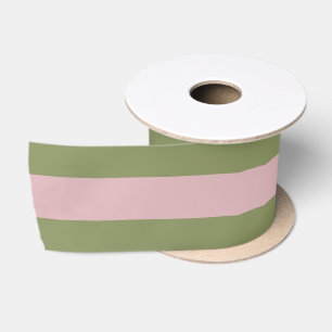 En Satin Ruban floral Mariage rose et vert poussiéreux