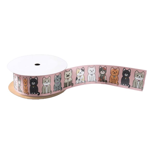En Satin Ruban Grosgrain Ligne de Chats (Bobine)