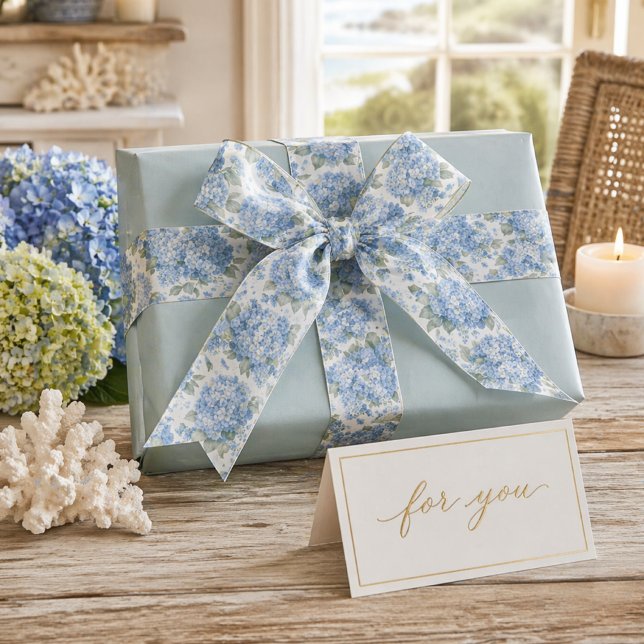 En Satin Ruban Hydrangea Bleu pour Emballage Cadeau, Mariag (Wrap beautifully with coastal hydrangea ribbon—perfect for elegant gifts and special moments)