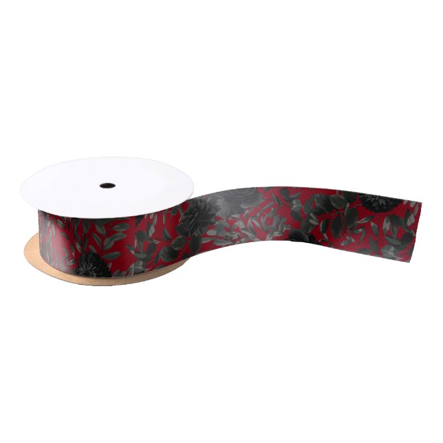 En Satin Ruban Mariage gothique Rose rouge et noir (Bobine)