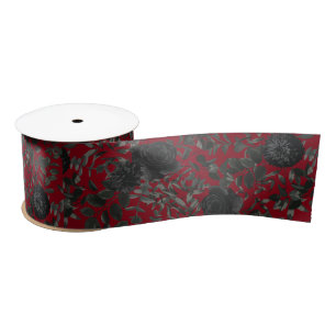 En Satin Ruban Mariage gothique Rose rouge et noir