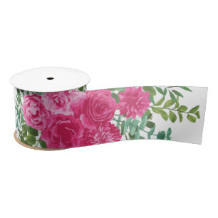 En Satin Ruban Mariage rose vif