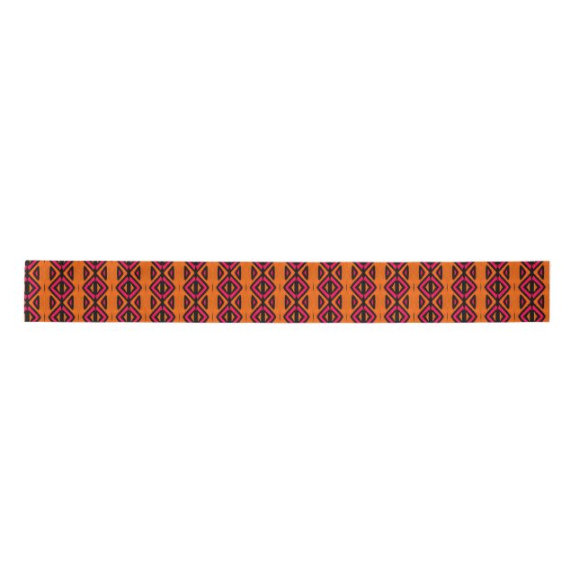 En Satin Ruban motif africain Thandiwe - rose et orange (Devant)