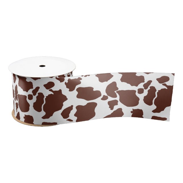 En Satin Ruban Motif de la peau de vache Brown (Bobine)