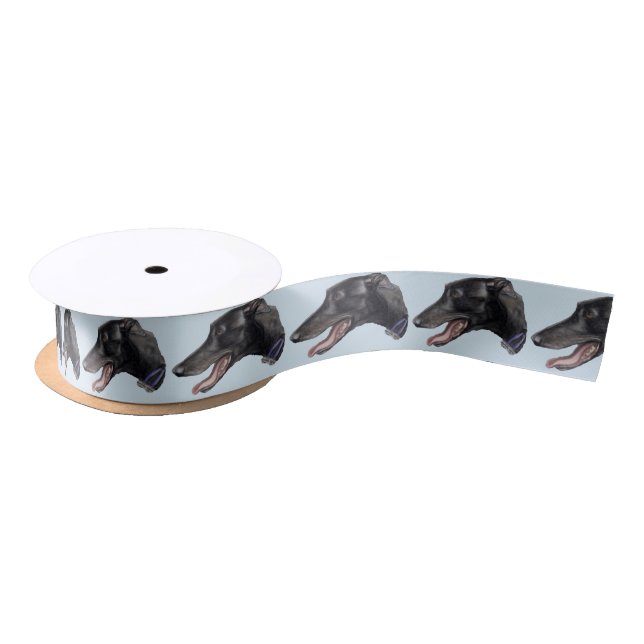 En Satin Ruban noir de DogArt de profil de lévrier (Bobine)