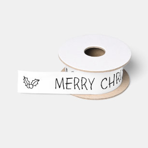 En Satin Ruban noir et blanc de cadeau de Joyeux Noël