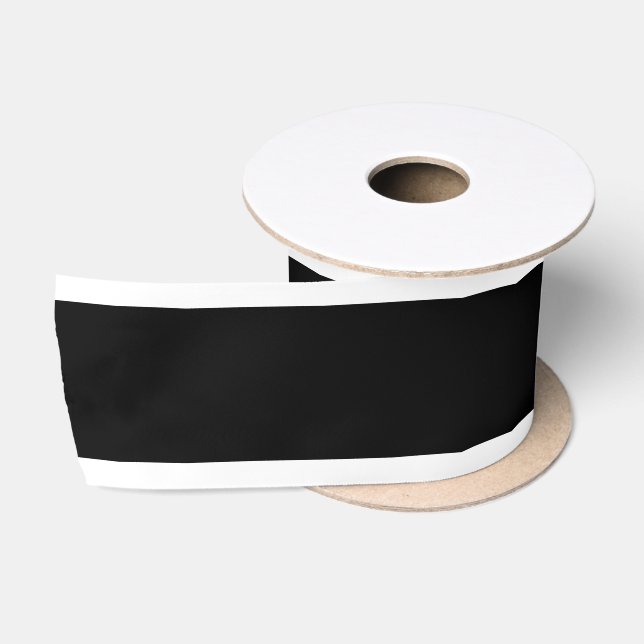 En Satin Ruban noir satiné de 3 po avec bordure blanche (Bobine)