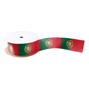 En Satin Ruban patriotique avec drapeau du Portugal