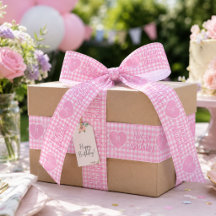 Ruban personnalisé avec cœur et vichy rose pour an