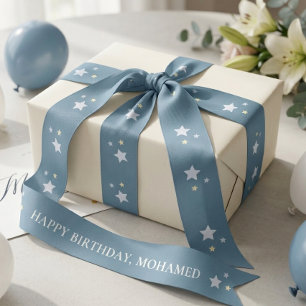 En Satin Ruban Personnalisé Joyeux Anniversaire Oie Blue St