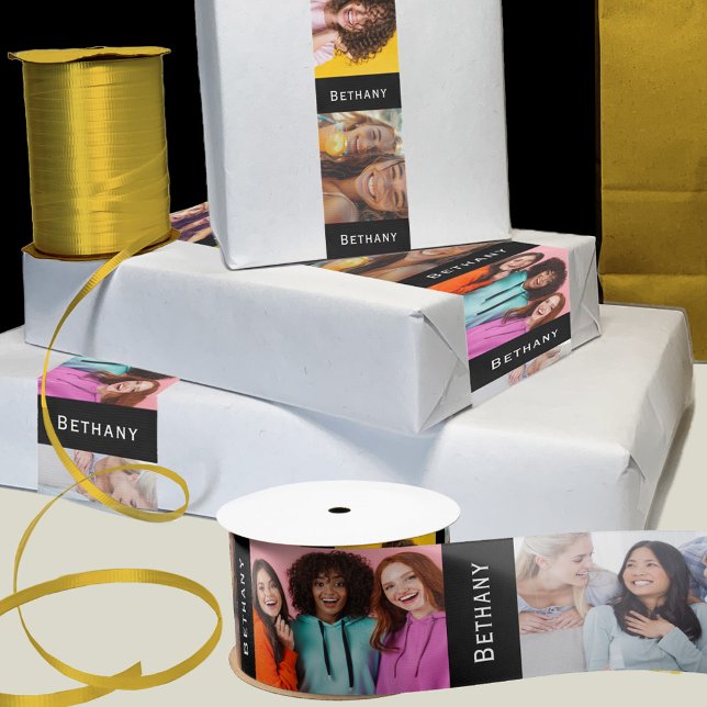 En Satin Ruban photo de nom personnalisé (Créateur téléchargé)