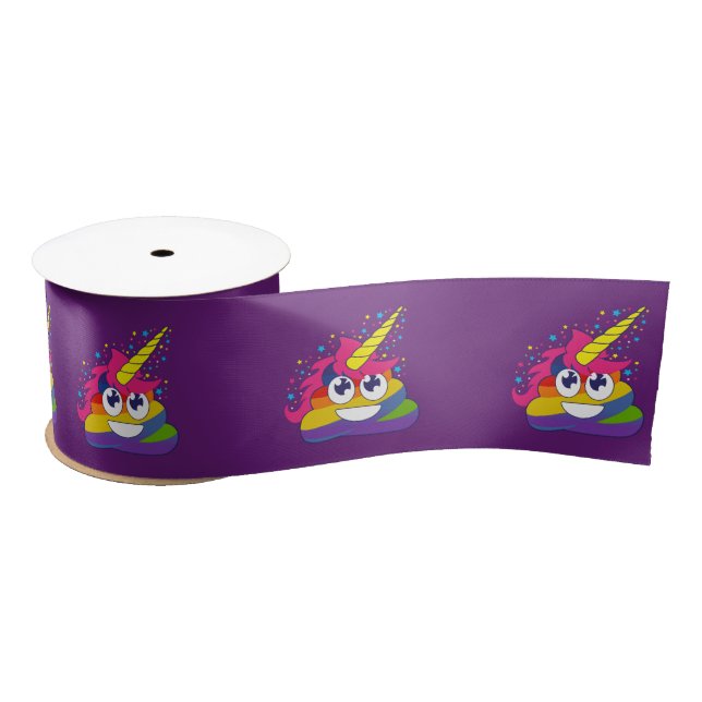 En Satin Ruban (pourpre) de Poo Emoji de licorne (Bobine)