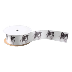 En Satin Ruban principal d'art de chien de border collie
