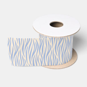 En Satin Ruban rayé zèbre bleu et beige – Animal élégant