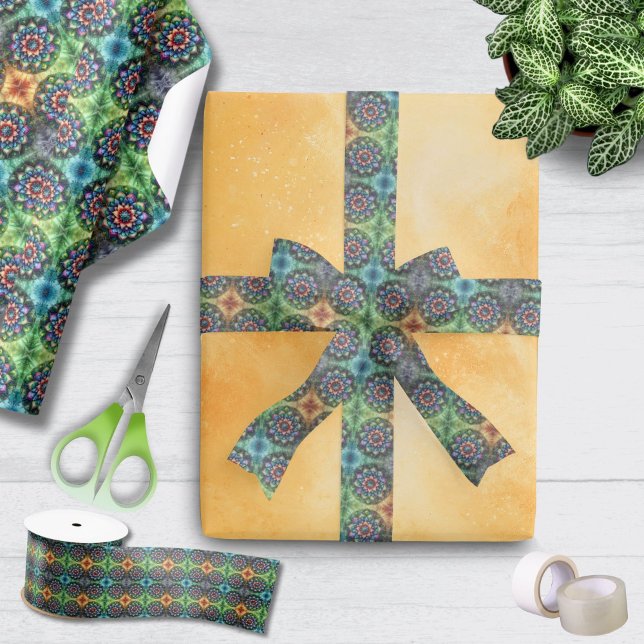 En Satin Ruban rétro-moderne Celestial Neon Mandala (Celestial Neon Mandala Retro-Modern Ribbon)