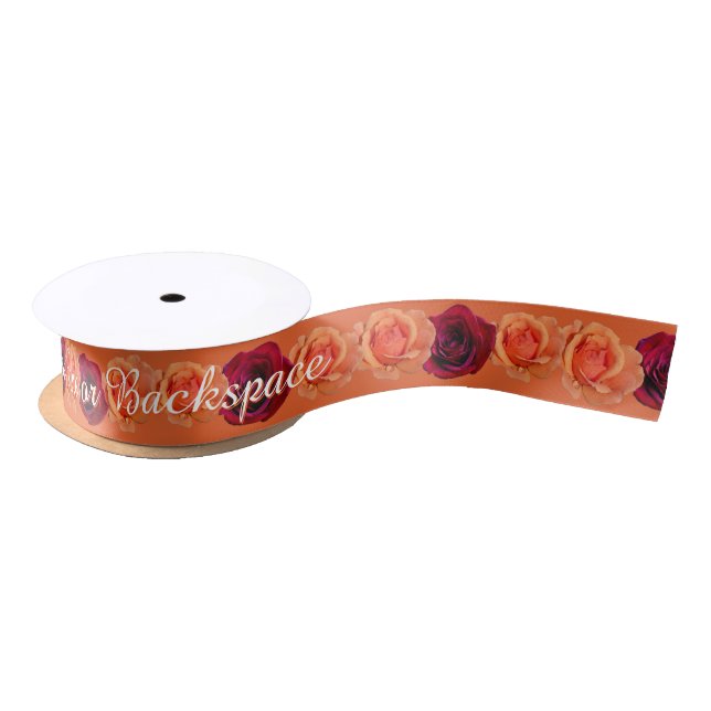 En Satin Ruban rose Customisé Orange Rose Flower Ruban (Bobine)