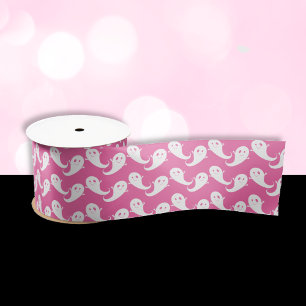 En Satin Ruban rose de Halloween à motif de fantôme mignon 