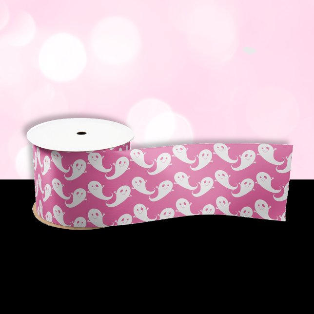 En Satin Ruban rose de Halloween à motif de fantôme mignon  (Créateur téléchargé)