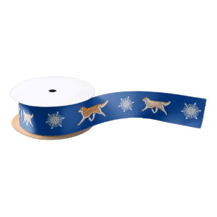 En Satin Ruban rouge et blanc de flocon de neige de chien