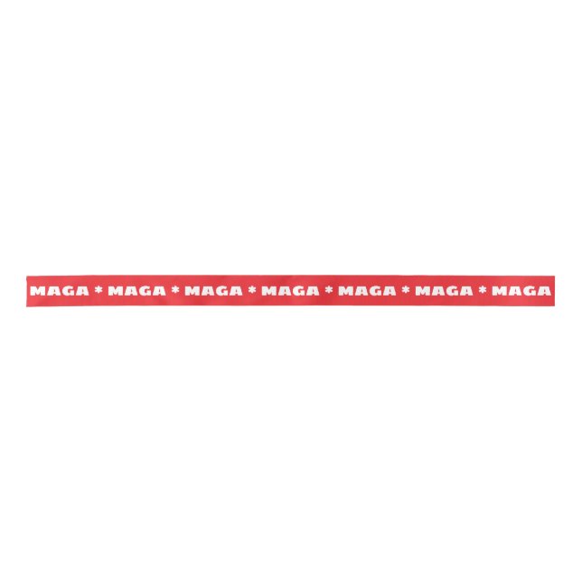 En Satin Ruban rouge et blanc MAGA (Devant)