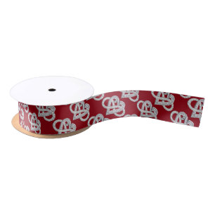 En Satin Ruban rouge Infinity Heart Ribbon