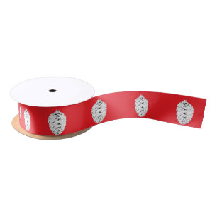 En Satin Ruban rouge Pinecone argenté