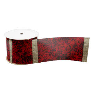 En Satin Ruban rouge Velvet et or