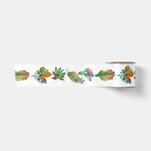 En Satin Ruban satiné Cactus et Feuille
