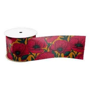 En Satin Ruban satiné du jardin de pavot rouge